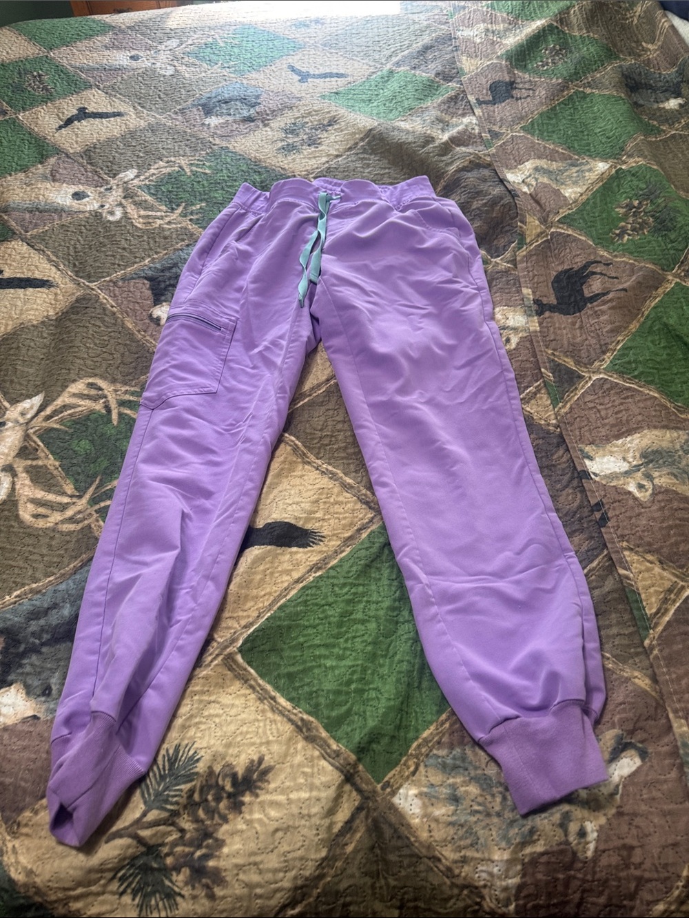 Figs Lavender Jogger Pants with Teal Drawstring